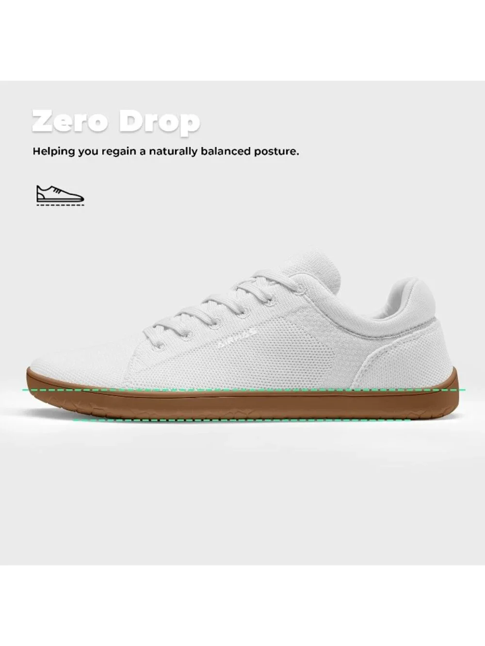Women's White/Gum Knit Minimalist Barefoot Zero Drop Casual Walking Sneakers